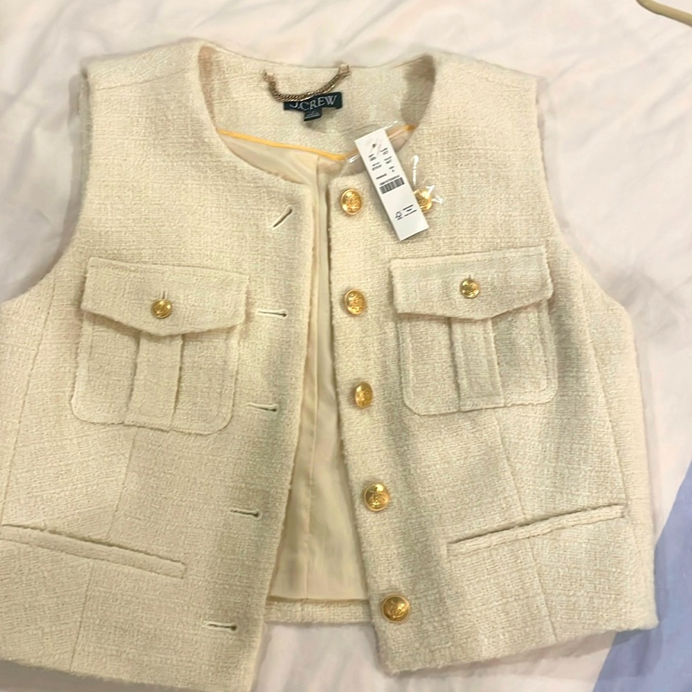 Jcrew cream vest with gold buttons!